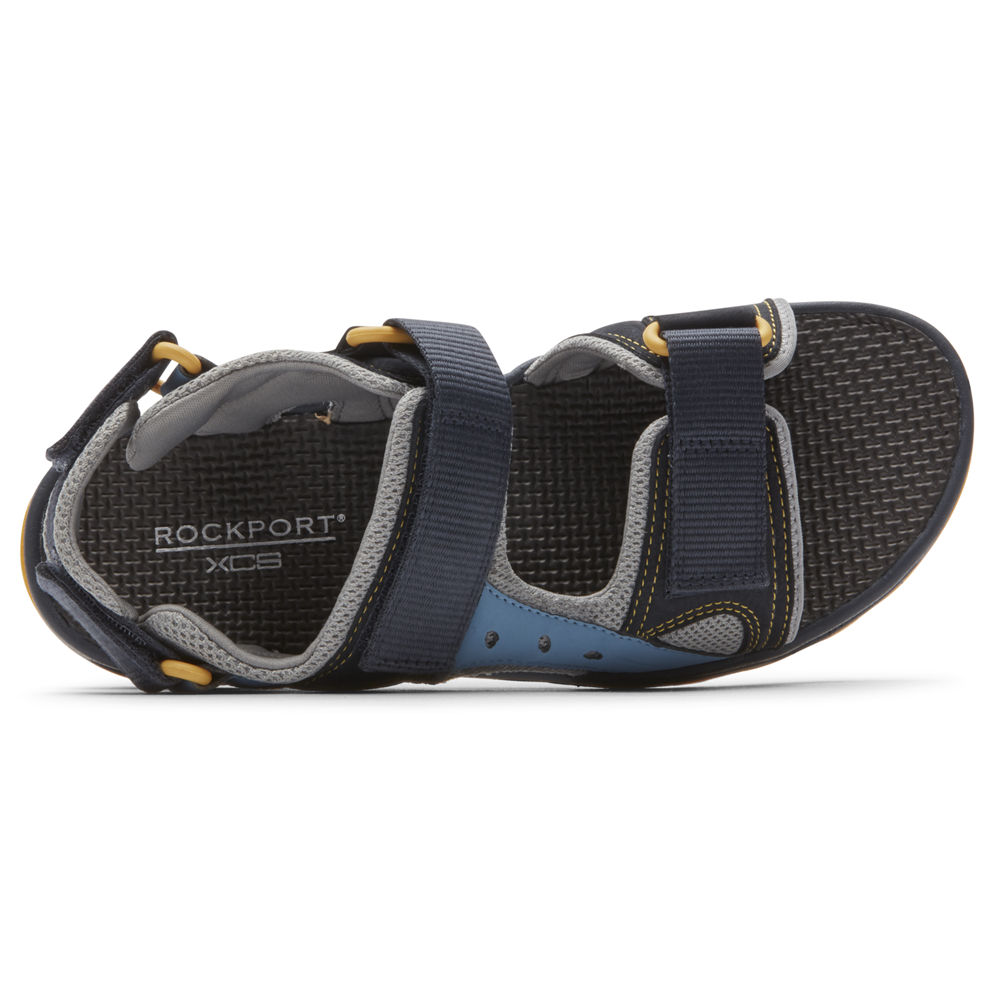 Rockport Sandals For Mens Blue - Trail Technique Adjustable Velcro - JV5398762